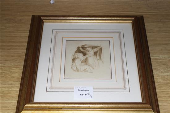 Lady Diana Beauclerk (1734-1808), two watercolours, Little girl walking towards a bird and Two little girls, 11.5 x 7.5cm and 11 x 10cm